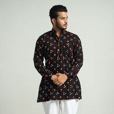 Bandhani Tie-Dye Cotton Men Short Kurta
