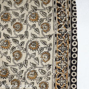 Black - Pedana Block Print Cotton Kalamkari Saree 04