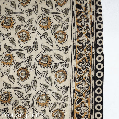 Black - Pedana Block Print Cotton Kalamkari Saree 04