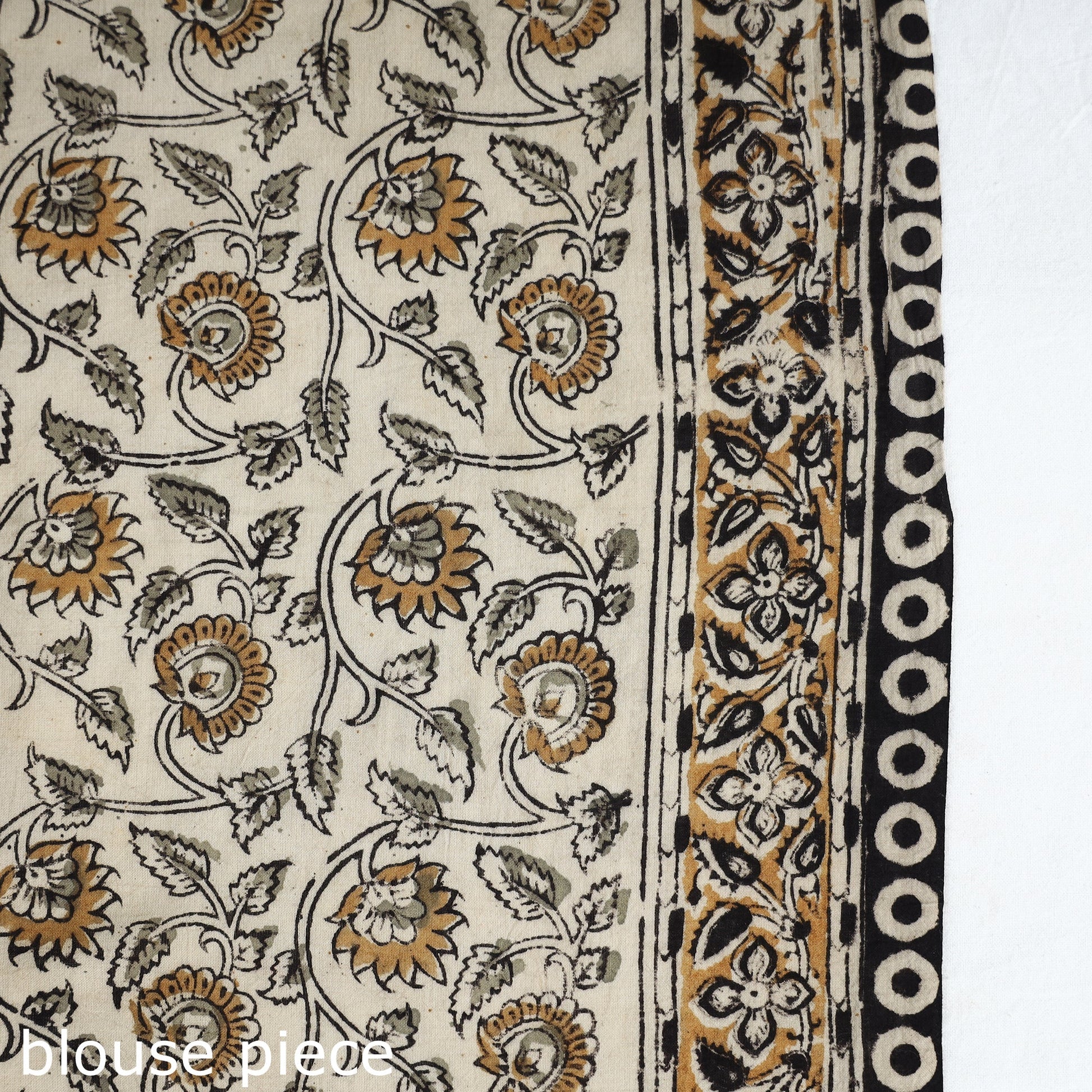 Black - Pedana Block Print Cotton Kalamkari Saree 04