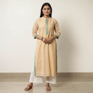 Beige - Mangalagiri Handloom Cotton Straight Kurta 42