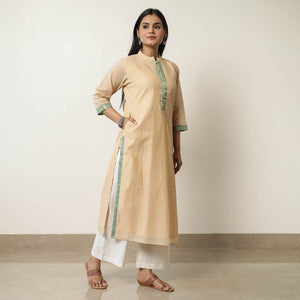 Beige - Mangalagiri Handloom Cotton Straight Kurta 42