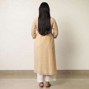 Beige - Mangalagiri Handloom Cotton Straight Kurta 42
