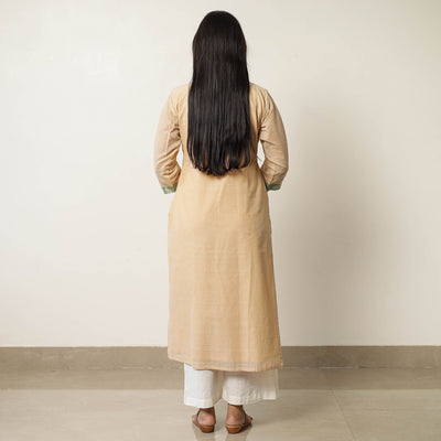 Beige - Mangalagiri Handloom Cotton Straight Kurta 42