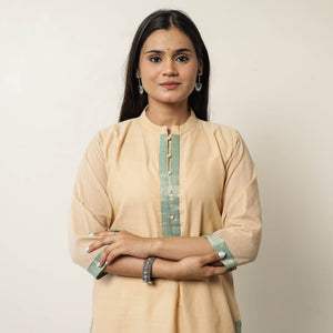 Beige - Mangalagiri Handloom Cotton Straight Kurta 42
