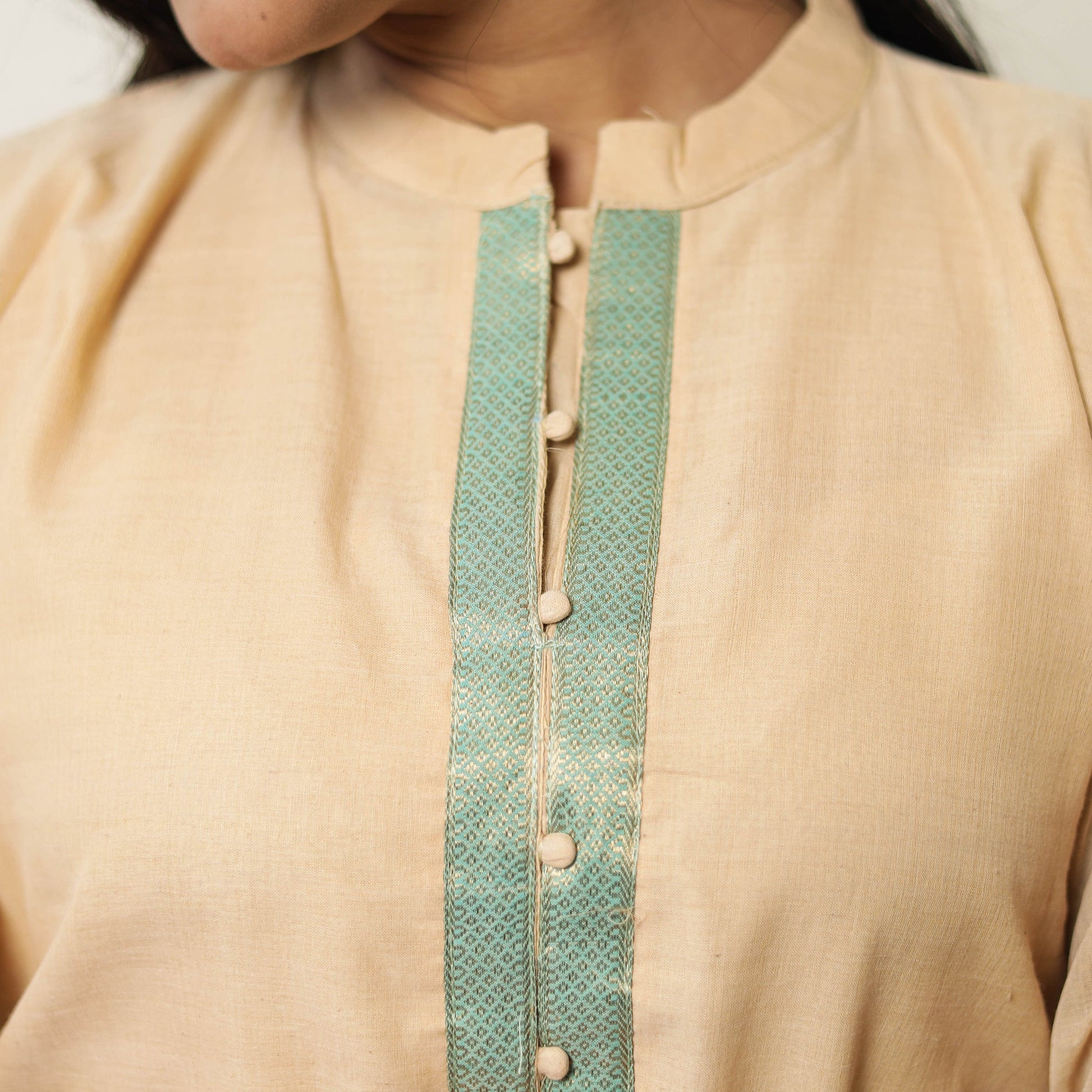 Beige - Mangalagiri Handloom Cotton Straight Kurta 42