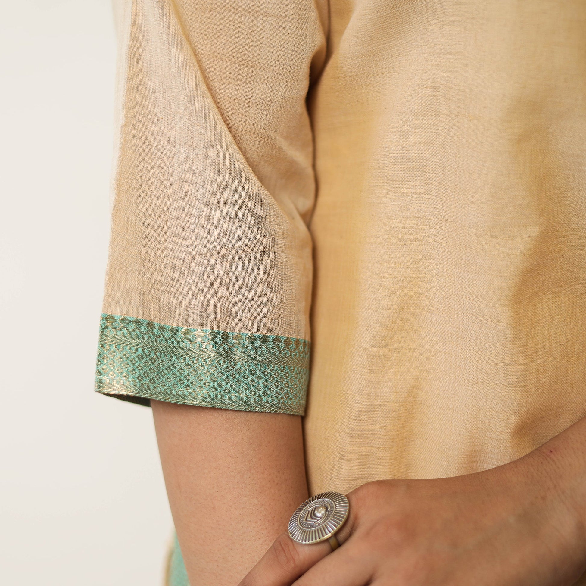 Beige - Mangalagiri Handloom Cotton Straight Kurta 42