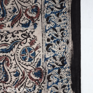 Black - Pedana Block Print Cotton Kalamkari Saree 05