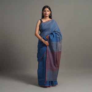 Blue - Half and Half Buta Cotton Handloom Saree 120