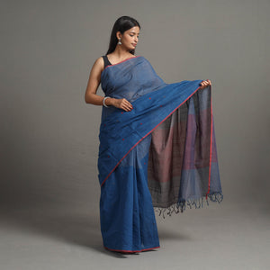 Blue - Half and Half Buta Cotton Handloom Saree 120