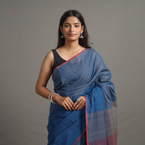 Blue - Half and Half Buta Cotton Handloom Saree 120