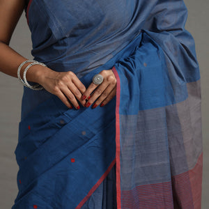 Blue - Half and Half Buta Cotton Handloom Saree 120