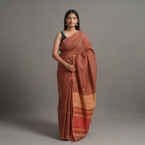 Brown - Kuppadam Turned Weft Cotton Handloom Saree 124