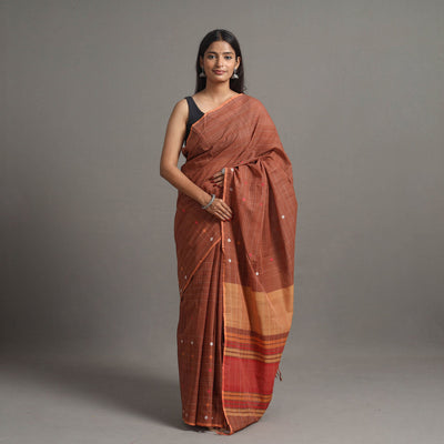 Brown - Kuppadam Turned Weft Cotton Handloom Saree 124
