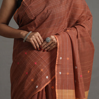 Brown - Kuppadam Turned Weft Cotton Handloom Saree 124