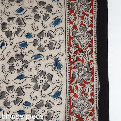 Black - Pedana Block Print Cotton Kalamkari Saree 14