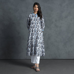 Blue - Hand Batik Printed Cotton Kurta