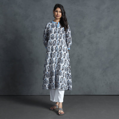 Blue - Hand Batik Printed Cotton Kurta