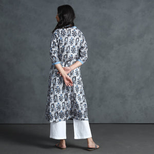 Blue - Hand Batik Printed Cotton Kurta
