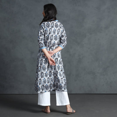 Blue - Hand Batik Printed Cotton Kurta