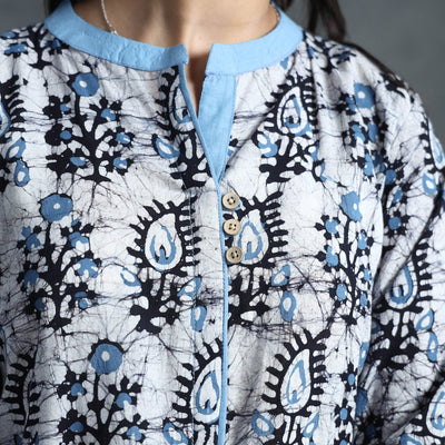 Blue - Hand Batik Printed Cotton Kurta
