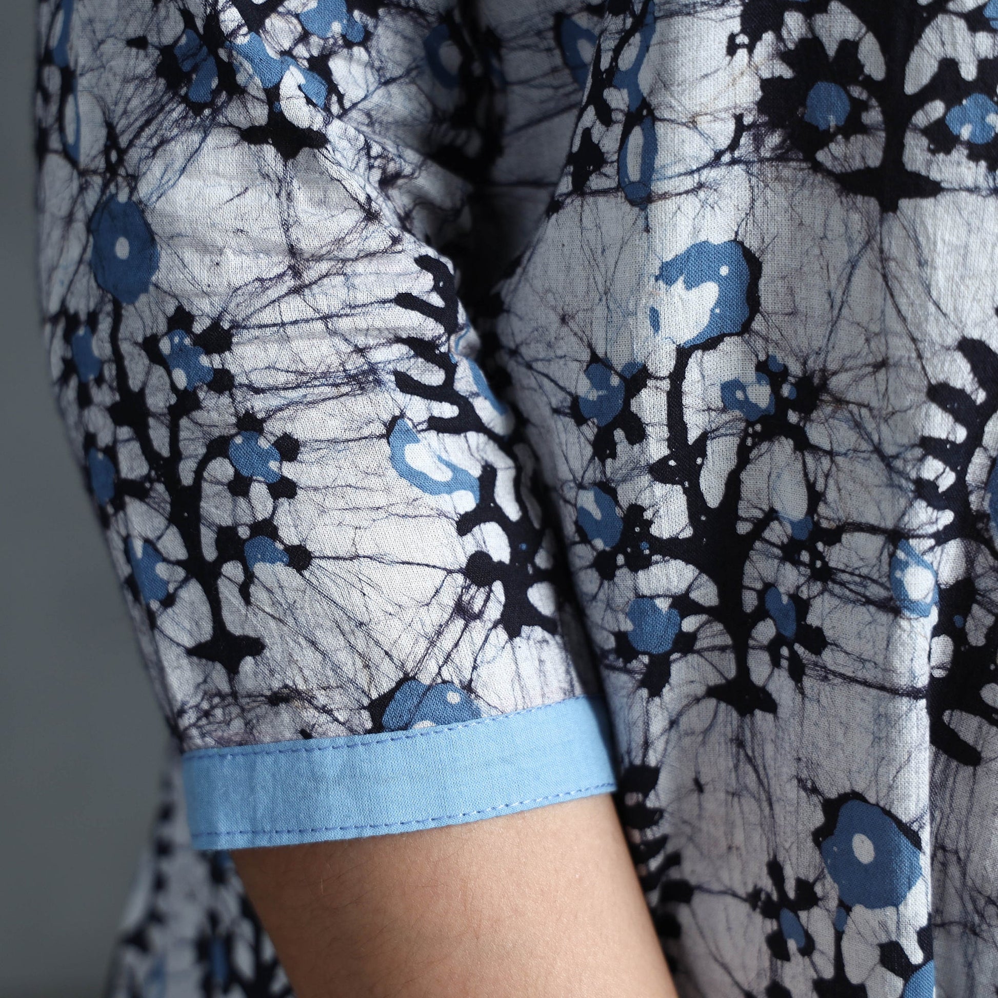 Blue - Hand Batik Printed Cotton Kurta