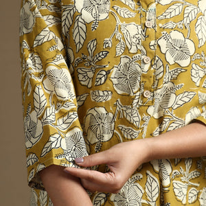 Brown - Bagru Hand Block Printed Cotton Long Straight Kurta