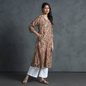 Brown - Hand Batik Printed Cotton Kurta