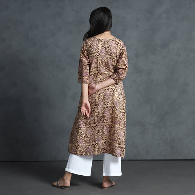 Brown - Hand Batik Printed Cotton Kurta