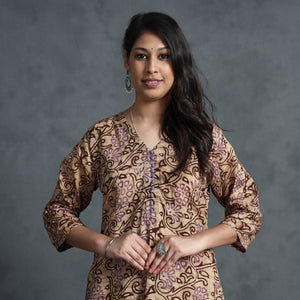 Brown - Hand Batik Printed Cotton Kurta