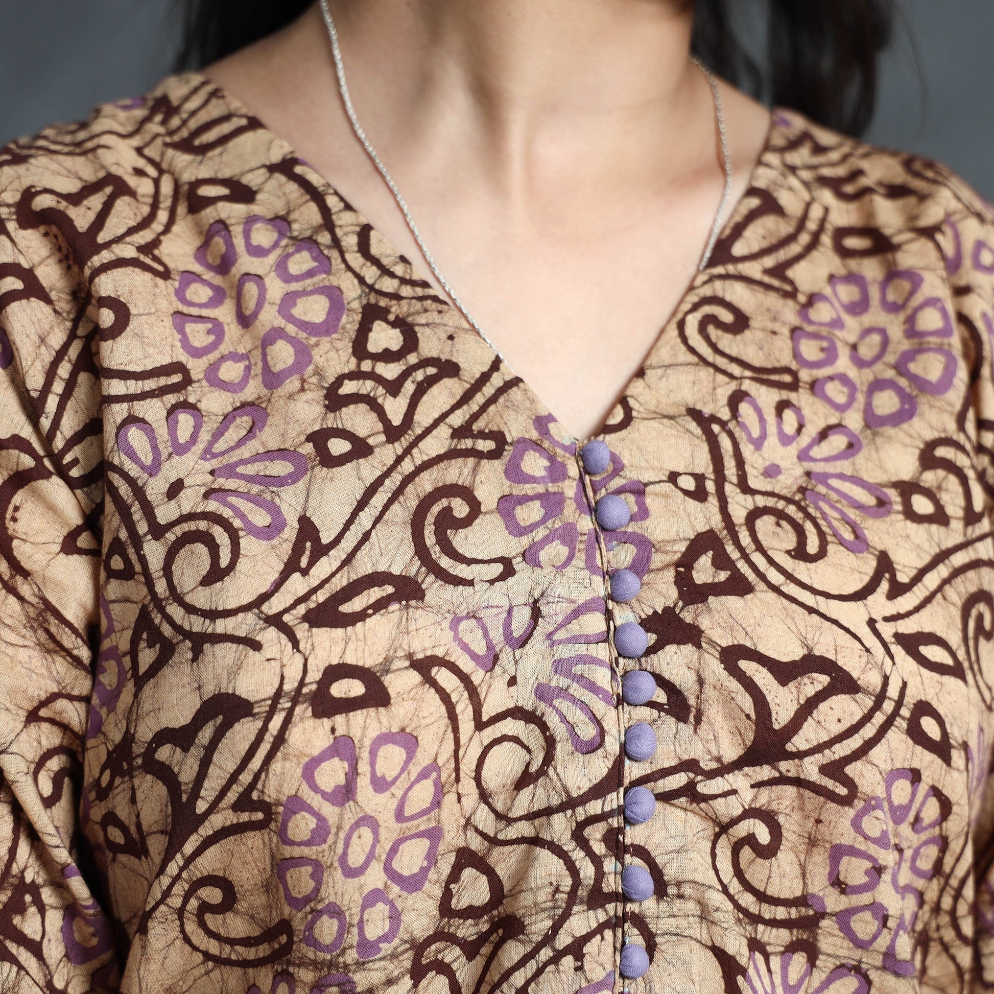Brown - Hand Batik Printed Cotton Kurta