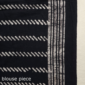 Black - Mul Cotton Hand Batik Print Saree