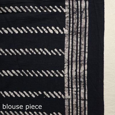 Black - Mul Cotton Hand Batik Print Saree