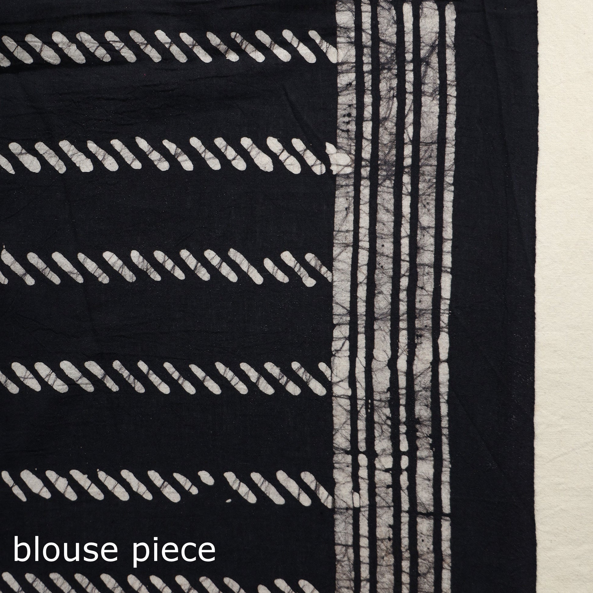 Black - Mul Cotton Hand Batik Print Saree