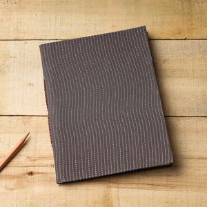 Black - Kantha Stitch Fabric Cover Handmade Paper Notebook (9 x 7 in)