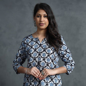 Blue - Hand Batik Printed Cotton Kurta