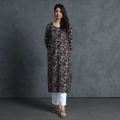 Brown - Hand Batik Printed Cotton Kurta