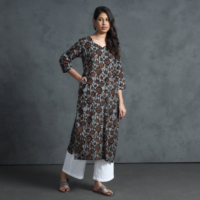 Brown - Hand Batik Printed Cotton Kurta