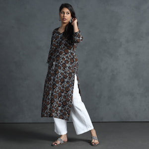 Brown - Hand Batik Printed Cotton Kurta