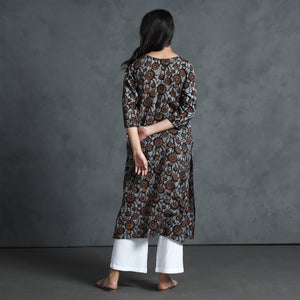 Brown - Hand Batik Printed Cotton Kurta