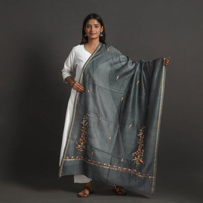 Handloom Chanderi Silk Kashida Embroidery Dupatta 13
