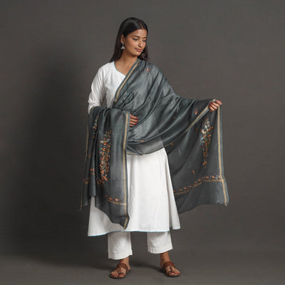 Handloom Chanderi Silk Kashida Embroidery Dupatta 13