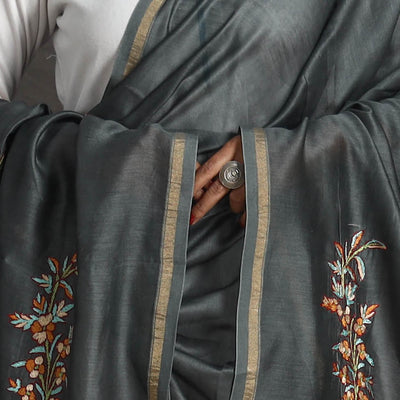 Handloom Chanderi Silk Kashida Embroidery Dupatta 13