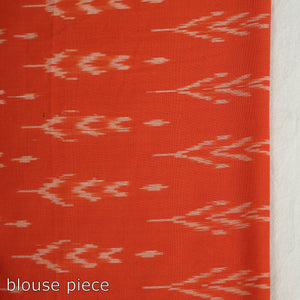 Green - Mangalagiri Missing Checks Cotton Handloom Saree with Pochampally Ikat Blouse Piece