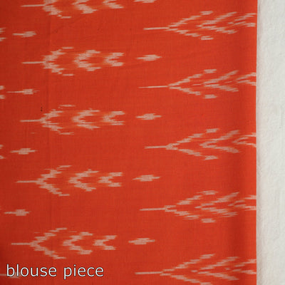 Green - Mangalagiri Missing Checks Cotton Handloom Saree with Pochampally Ikat Blouse Piece
