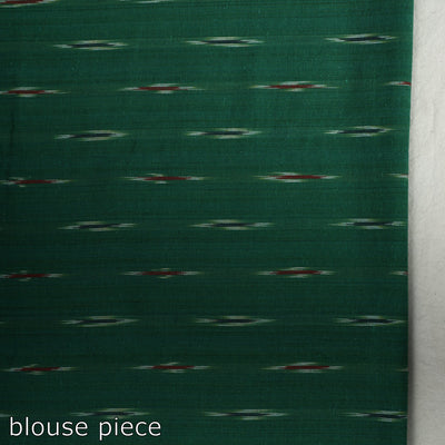 Red - Mangalagiri Missing Checks Cotton Handloom Saree with Pochampally Ikat Blouse Piece