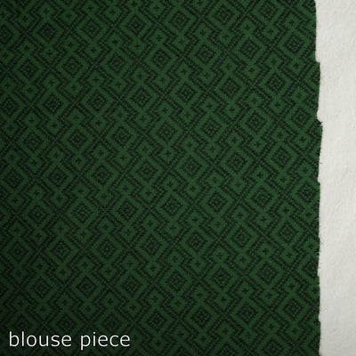 Black - Mangalagiri Missing Checks Cotton Handloom Saree with Pochampally Ikat Blouse Piece