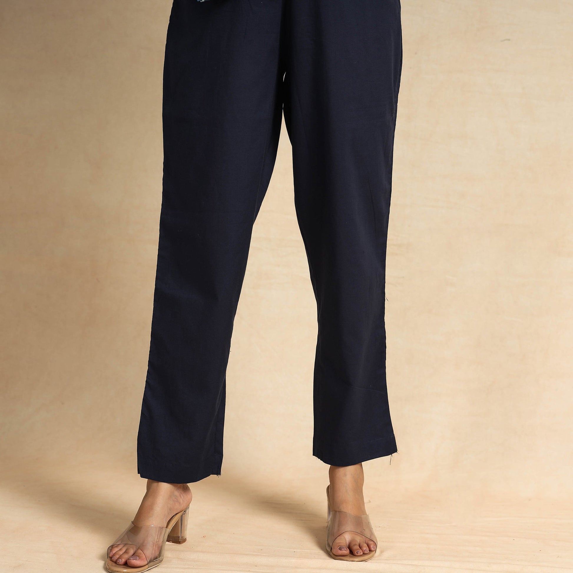 Blue - Hand Block Printed Cotton Kaftan & Pyjama Night Suit Set