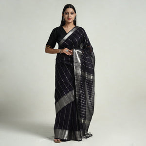 Black - Mangalagiri Handloom Silk Cotton Saree with Zari Border