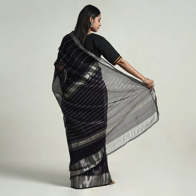 Black - Mangalagiri Handloom Silk Cotton Saree with Zari Border